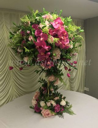 Large green & pink 75cm flower-ball